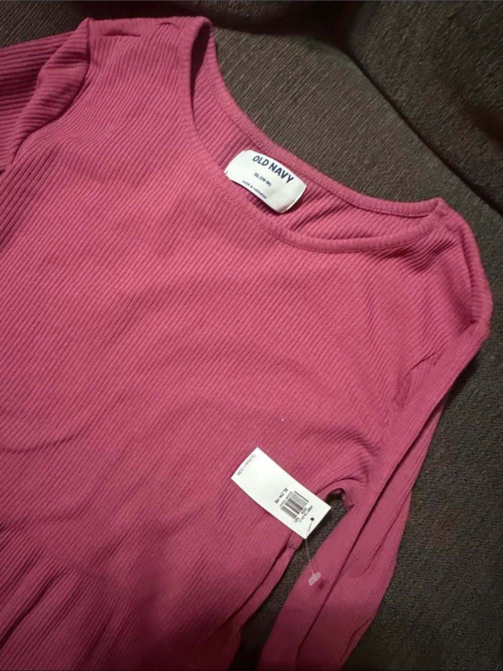 Old Navy Long-Sleeve Ribbed Top in Deep Rose